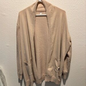 Cozy Tan Open Front Cardigan